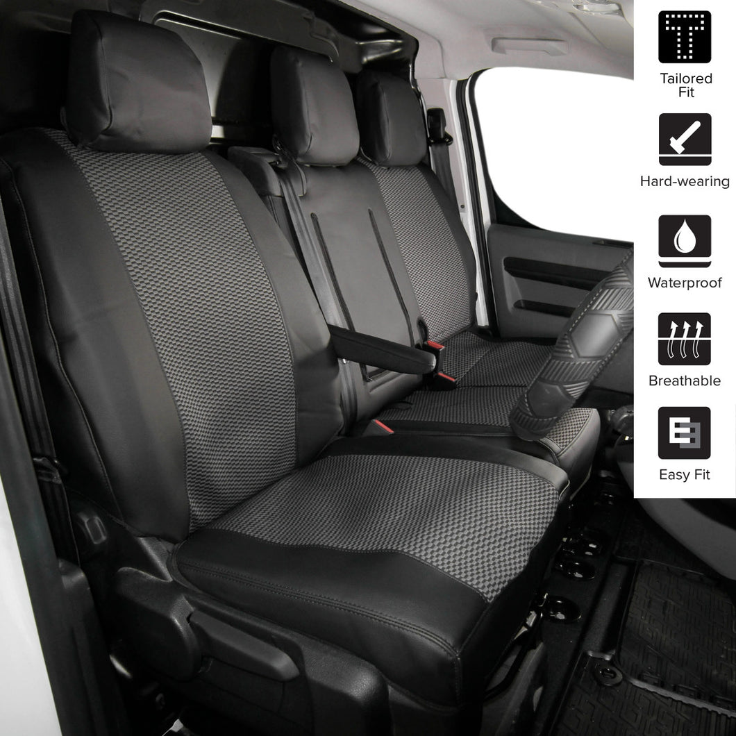 Citroen Dispatch - Premium Leatherette Driver & Double Seat Cover Set - 2016 Onwards