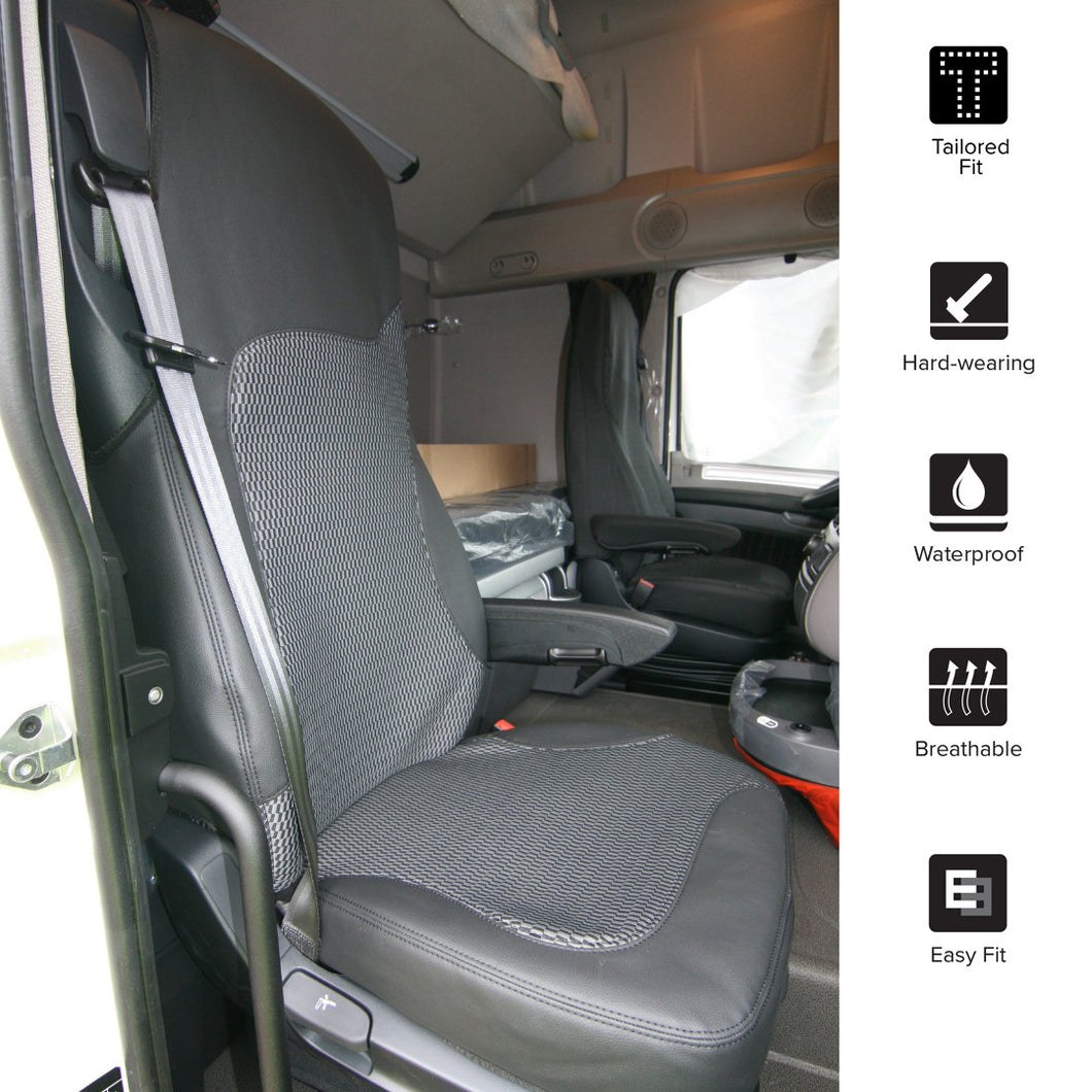 DAF XF Euro 6 Premium Leatherette Seat Covers. Driver & Single Passenger